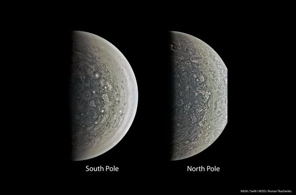 JunoCAM images of Jupiter's northern and southern polar regions