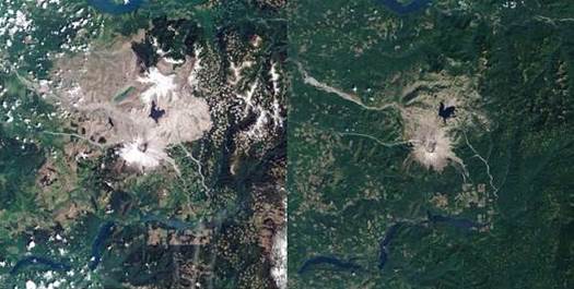 Mount St. Helens In 1984 And Today