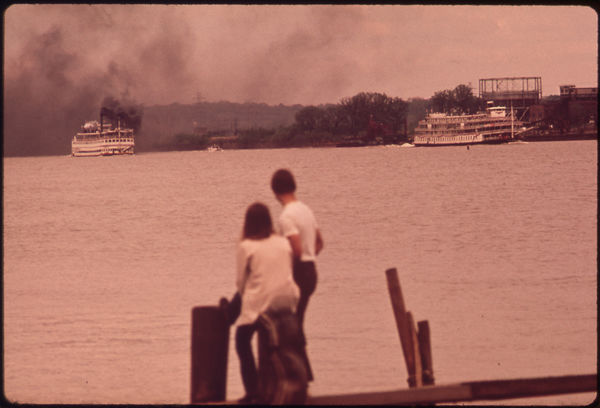 smoking steamboat on ohio river